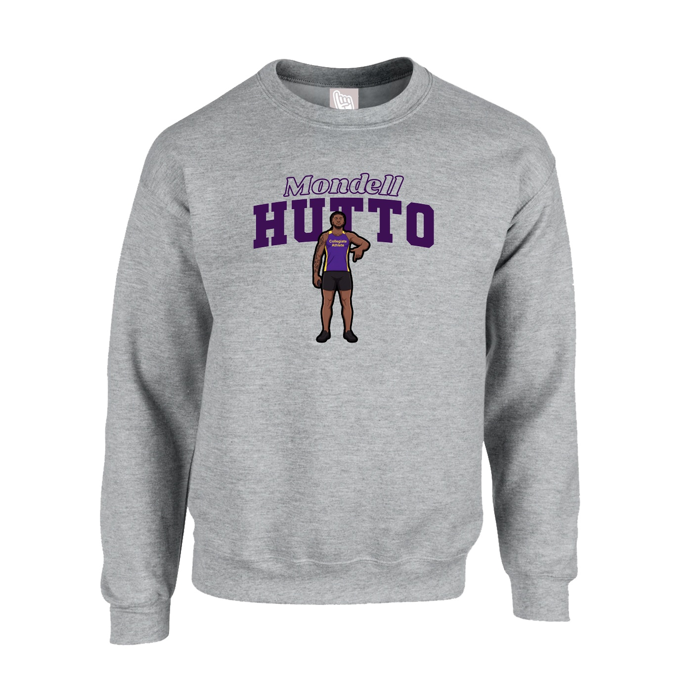 Fleece Crew — Name Arch in Grey