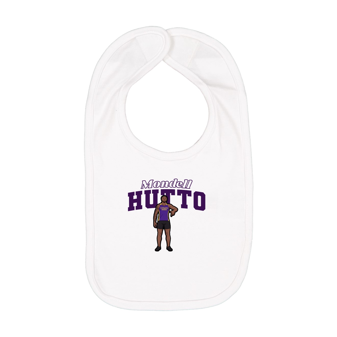 Infant Bib — Name Arch in White