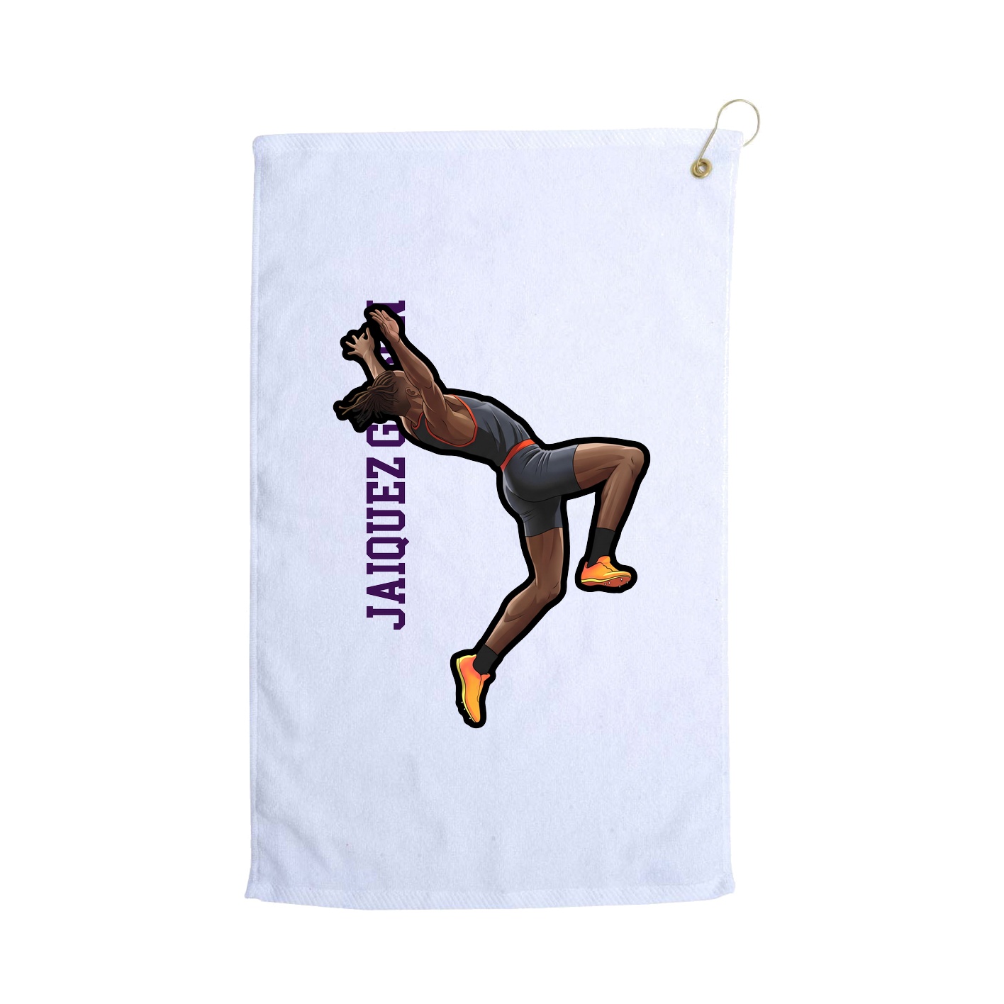 Golf Towel — Name Vertical in White