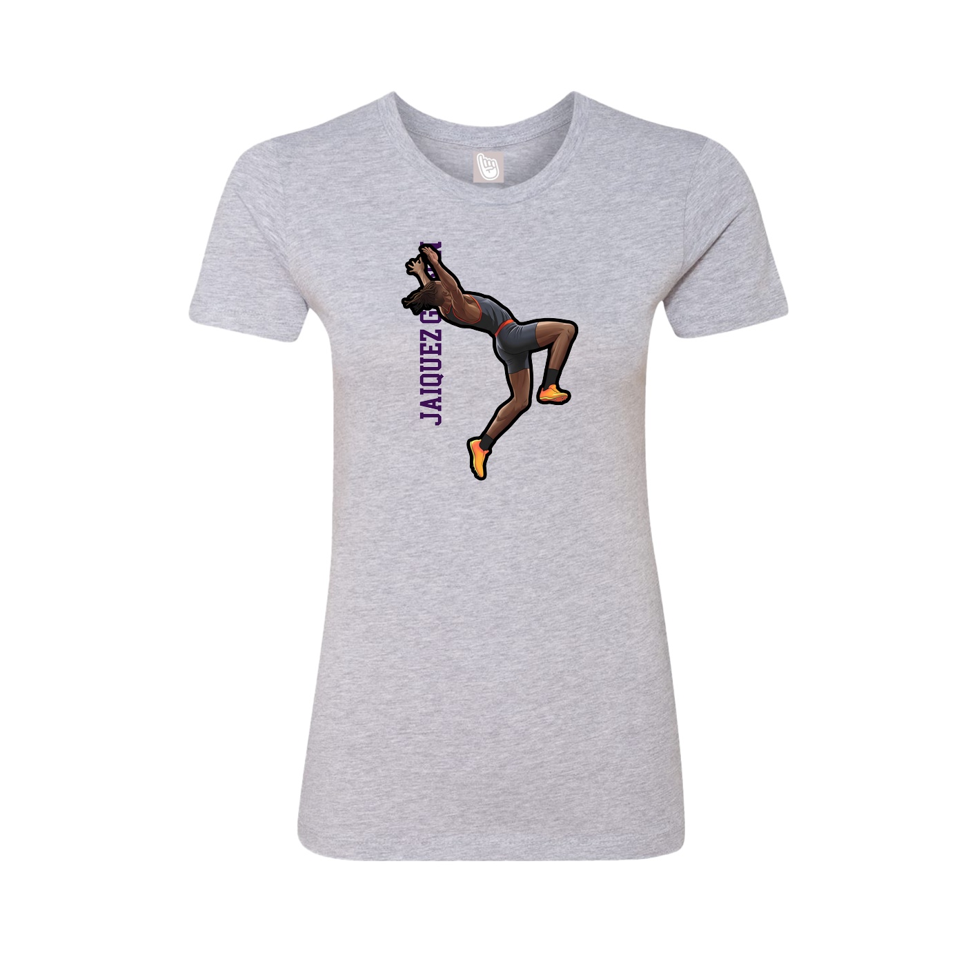 Fitted Women's Tee — Name Vertical in Grey