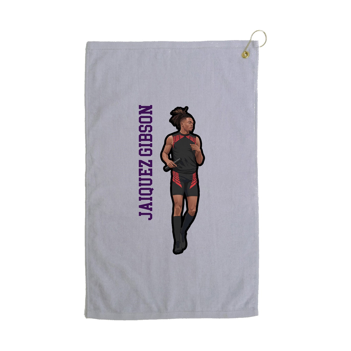 Golf Towel — Name Vertical in Grey