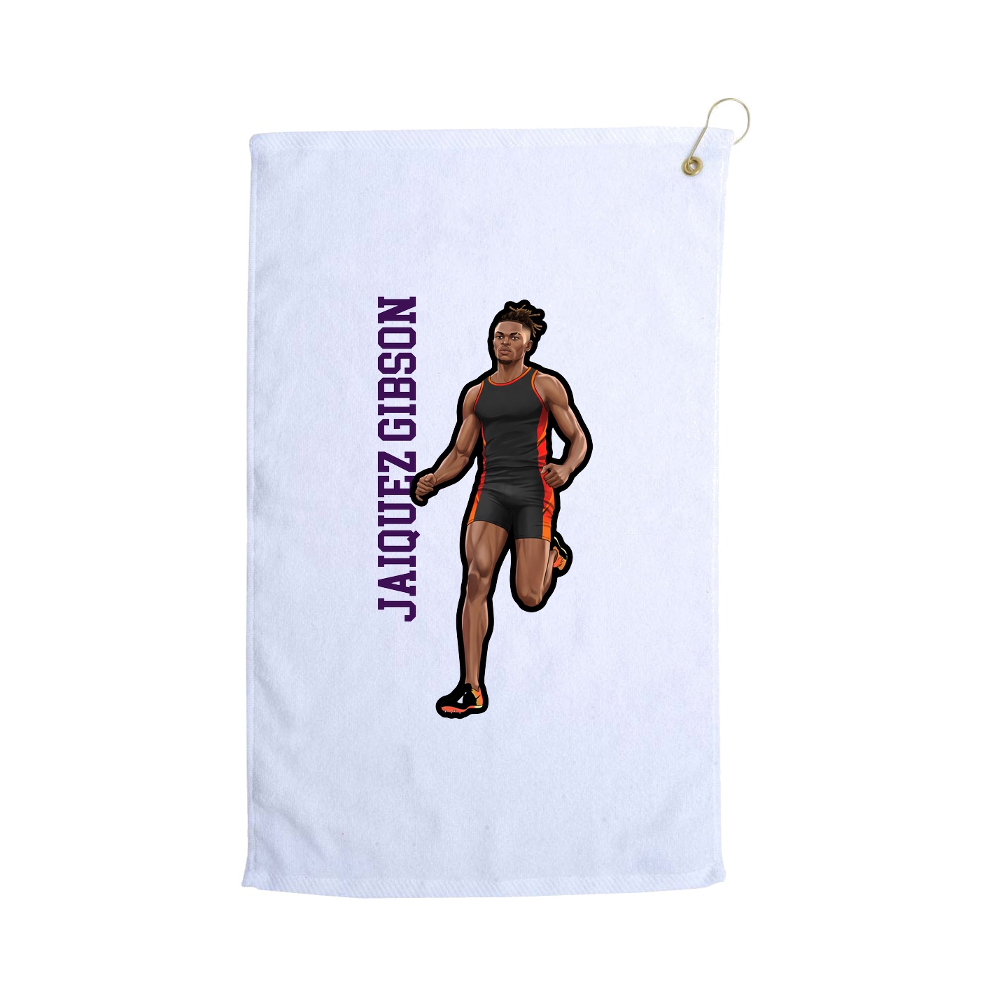 Golf Towel — Name Vertical in White