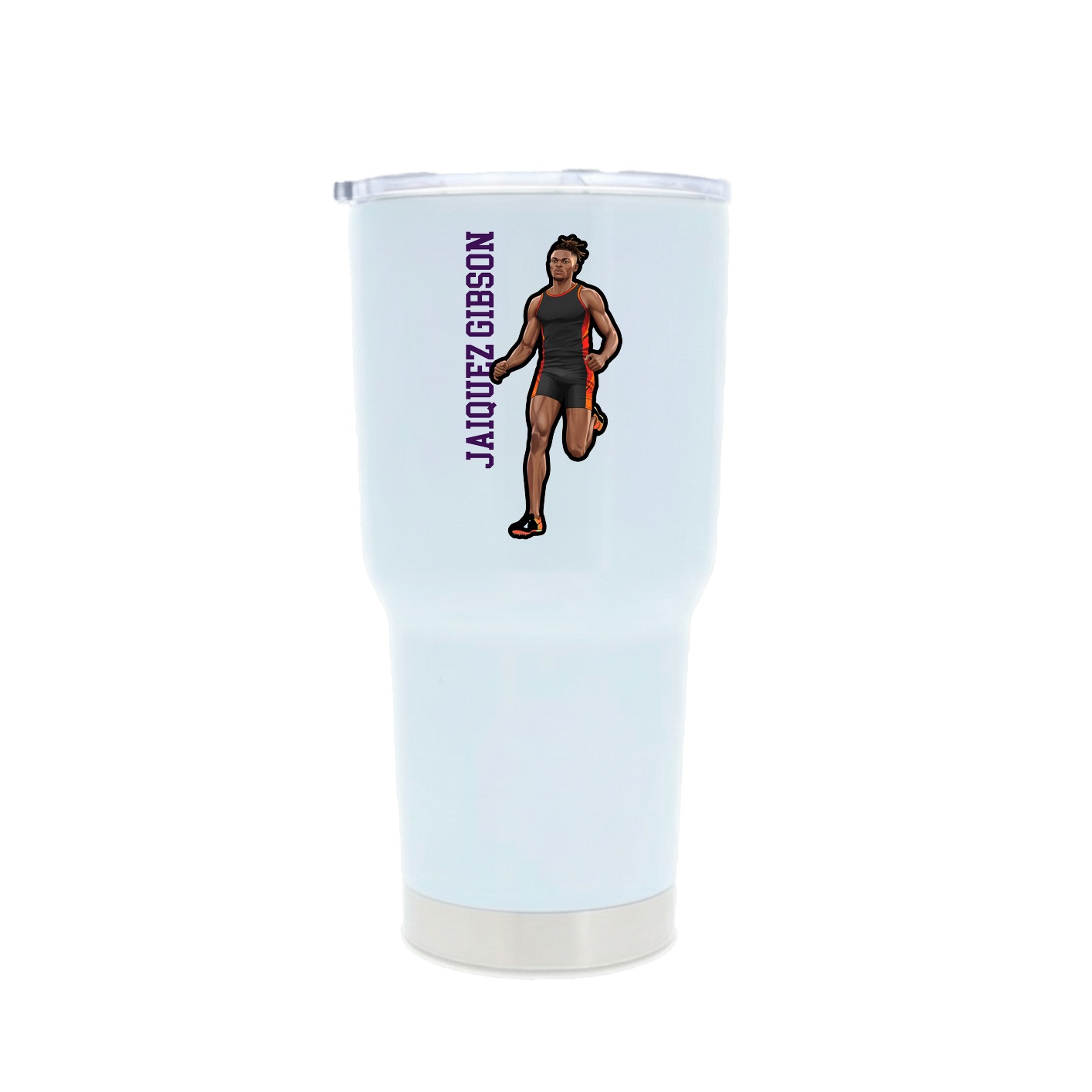 30oz Stainless Steel Tumbler — Name Vertical in White