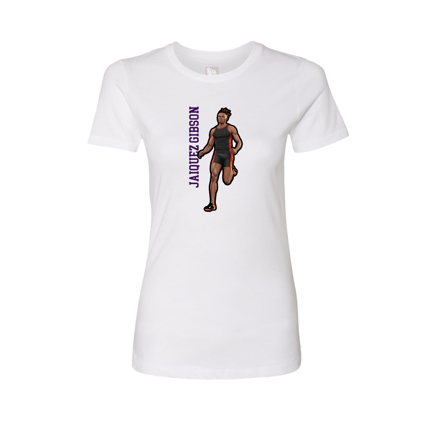 Fitted Women's Tee — Name Vertical in White