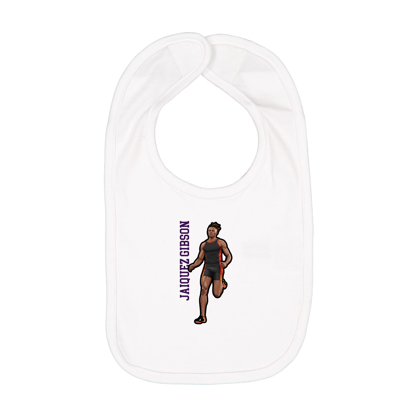 Infant Bib — Name Vertical in White