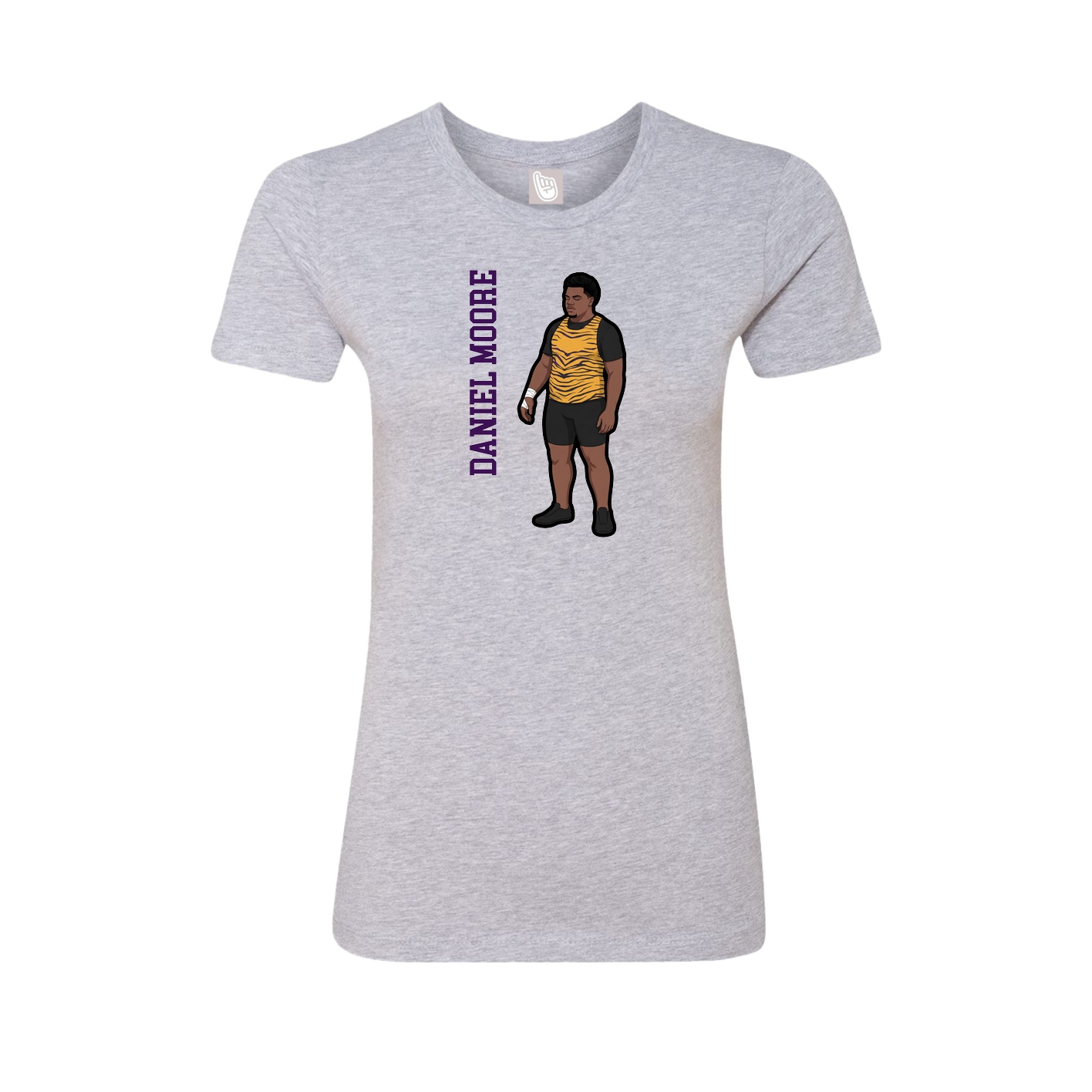 Fitted Women's Tee — Name Vertical in Grey
