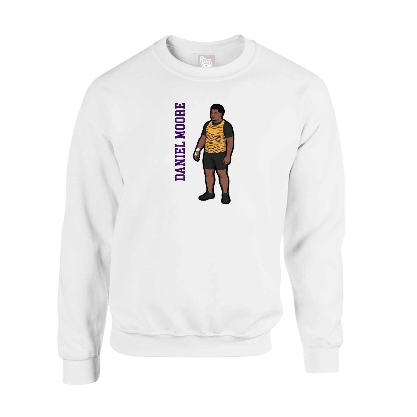 Fleece Crew — Name Vertical in White