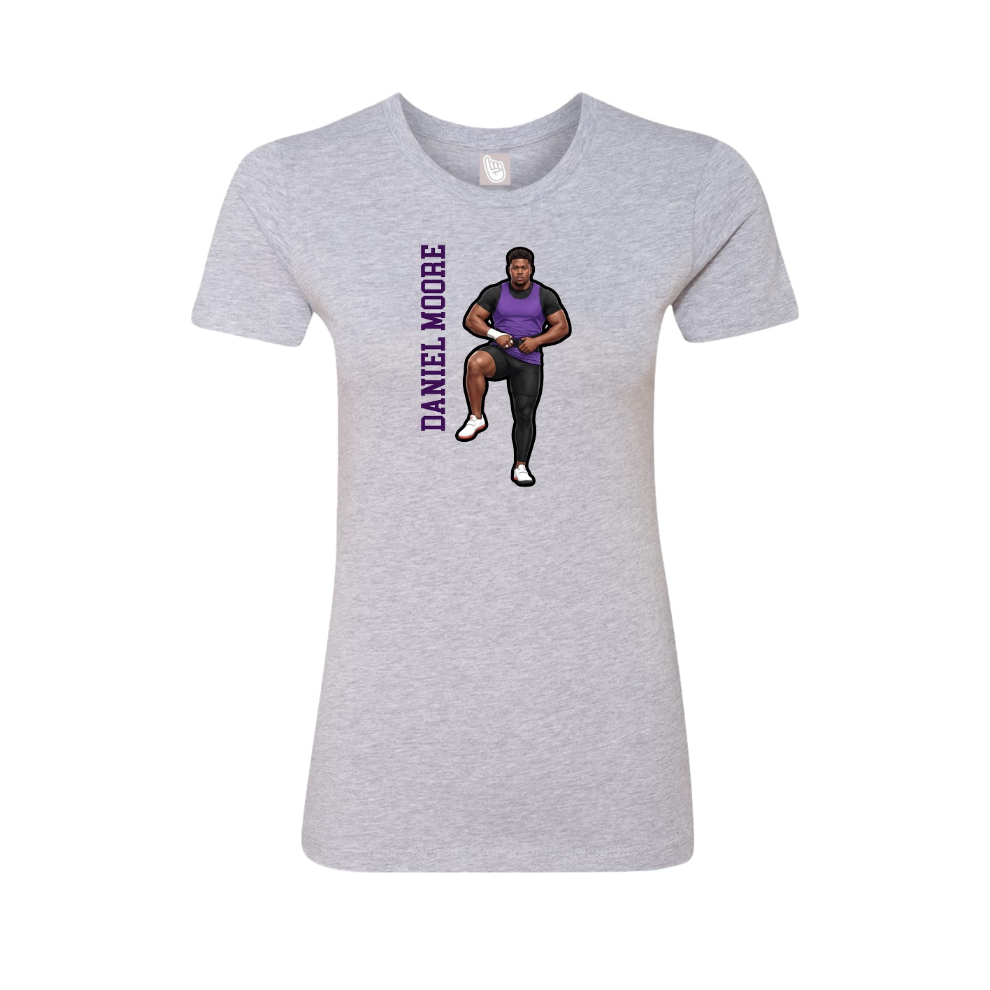 Fitted Women's Tee — Name Vertical in Grey