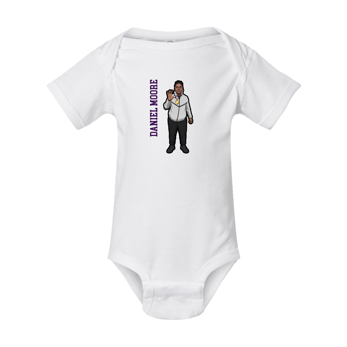 Baby Onesie — Name Vertical in White