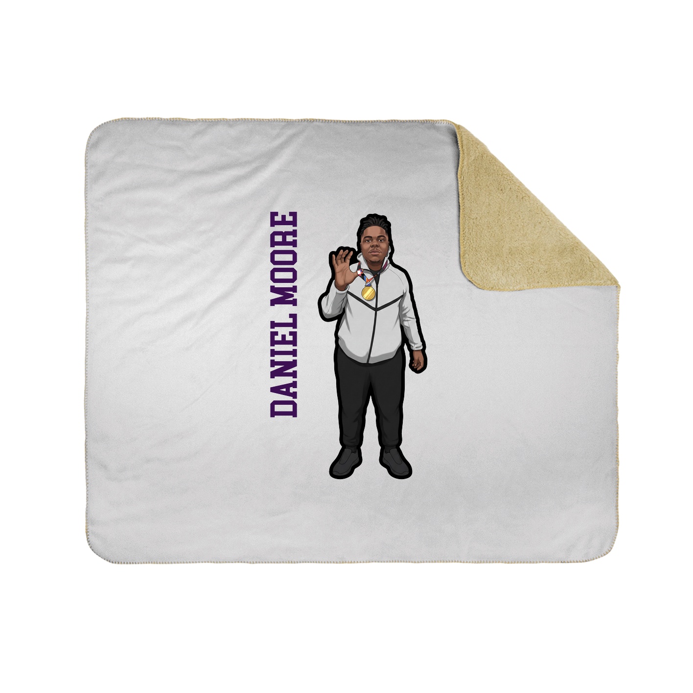 Throw Blanket — Name Vertical in White