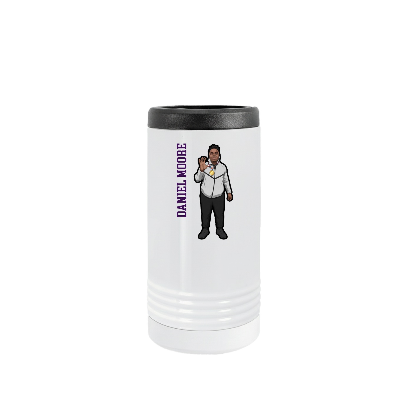 Slim Beverage Holder — Name Vertical in White