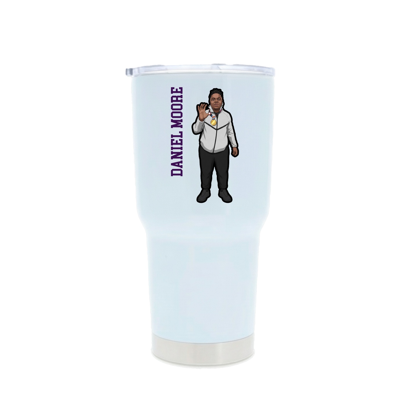 30oz Stainless Steel Tumbler — Name Vertical in White