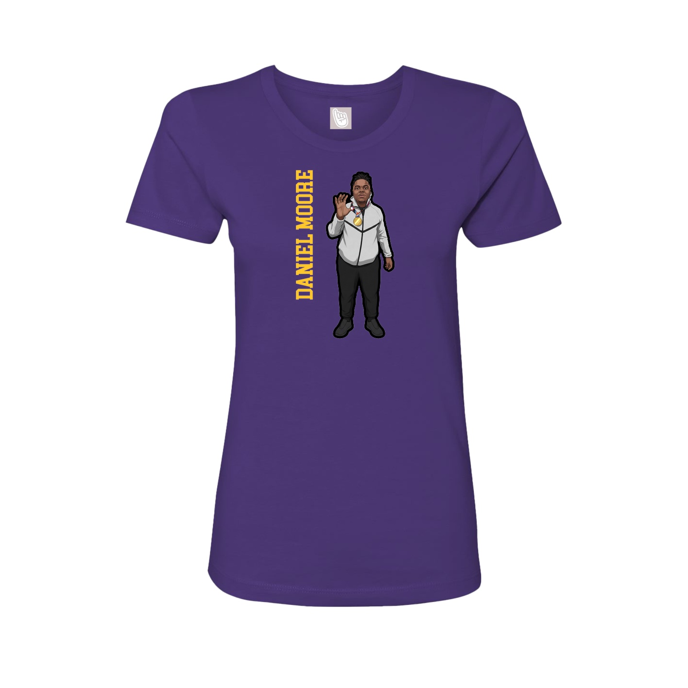 Fitted Women's Tee — Name Vertical in Purple