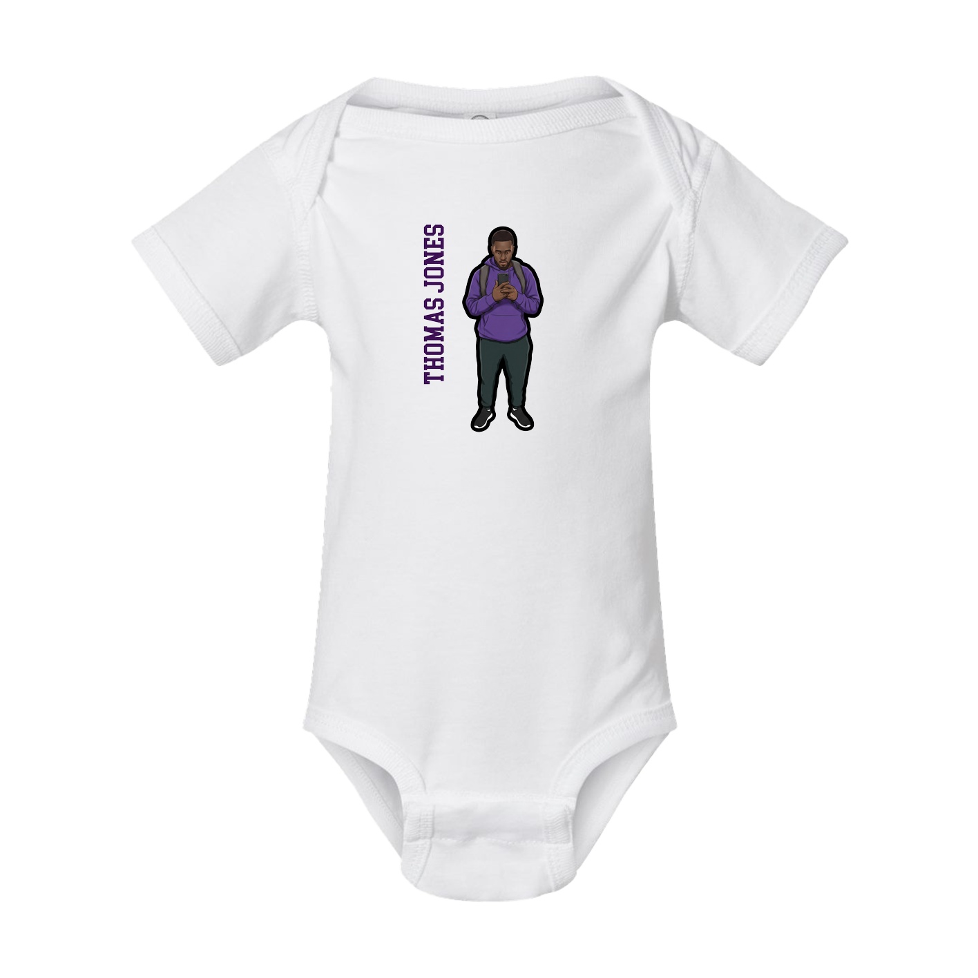 Baby Onesie — Name Vertical in White