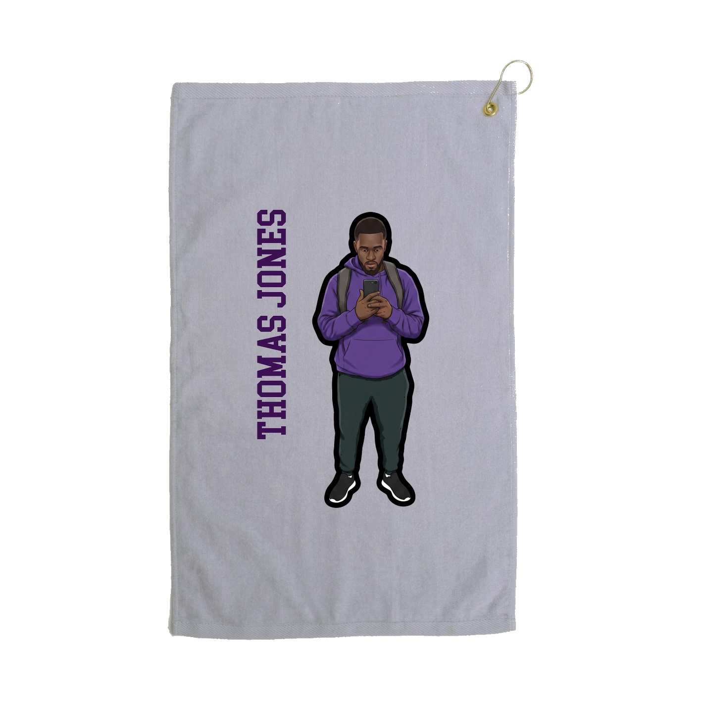 Golf Towel — Name Vertical in Grey
