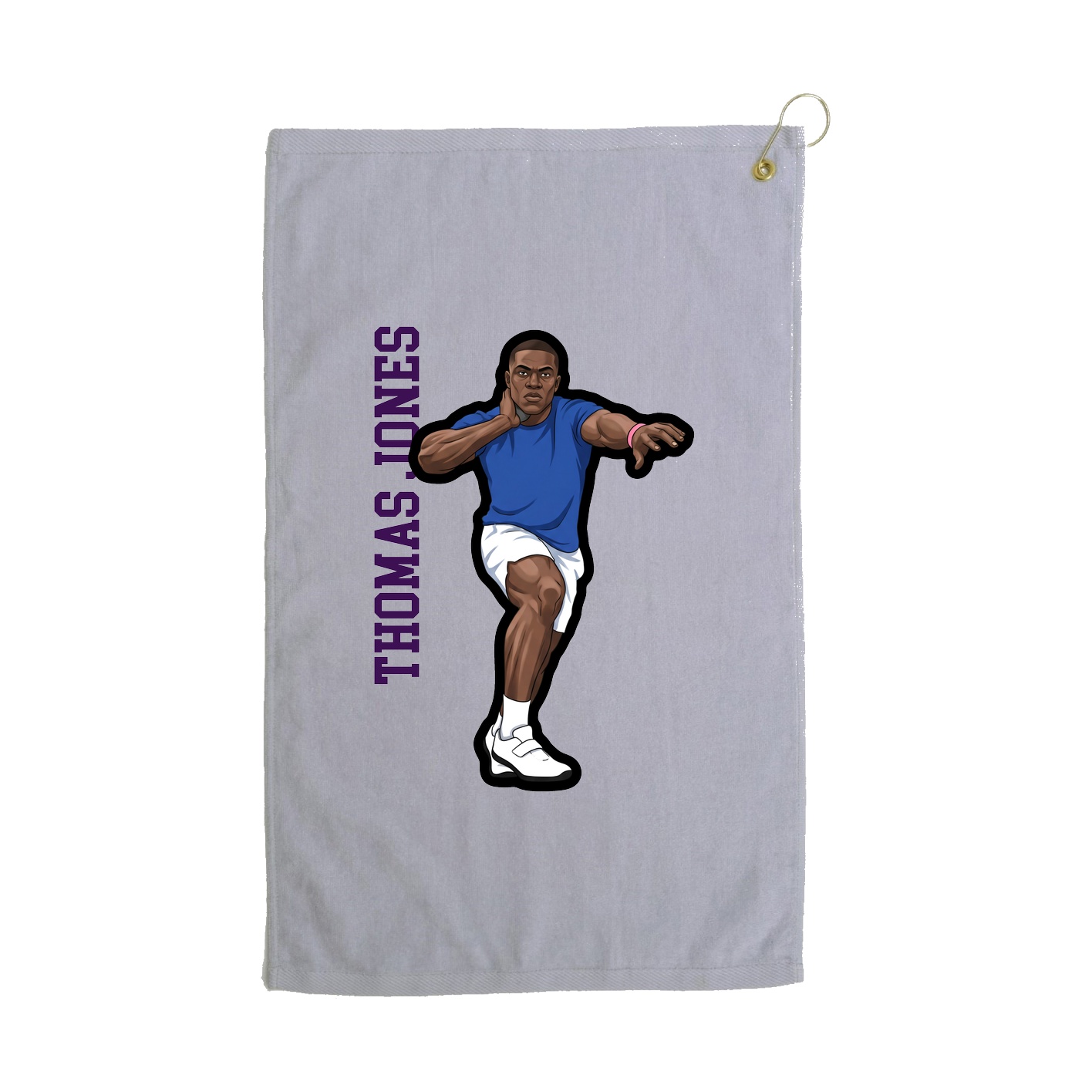 Golf Towel — Name Vertical in Grey