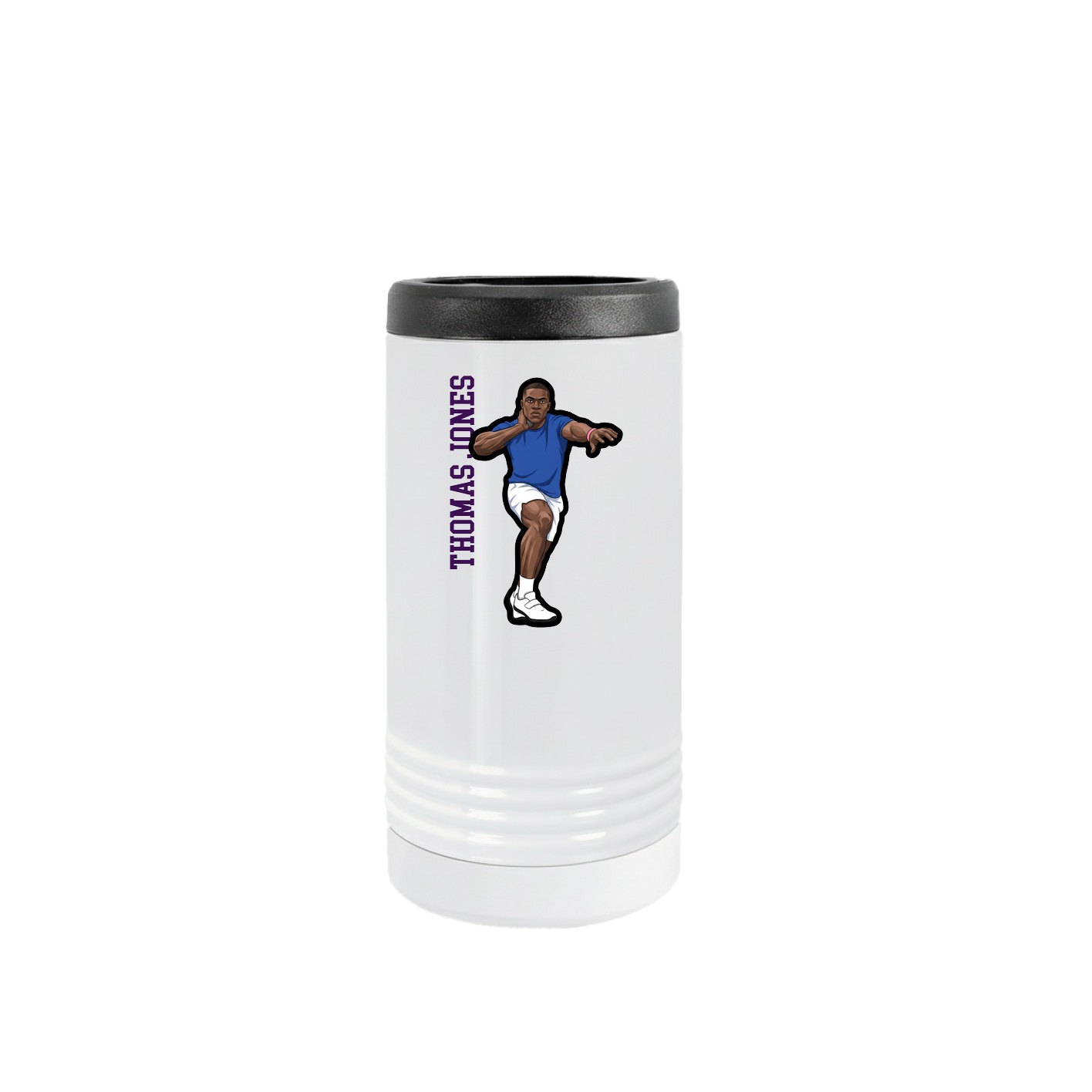 Slim Beverage Holder — Name Vertical in White