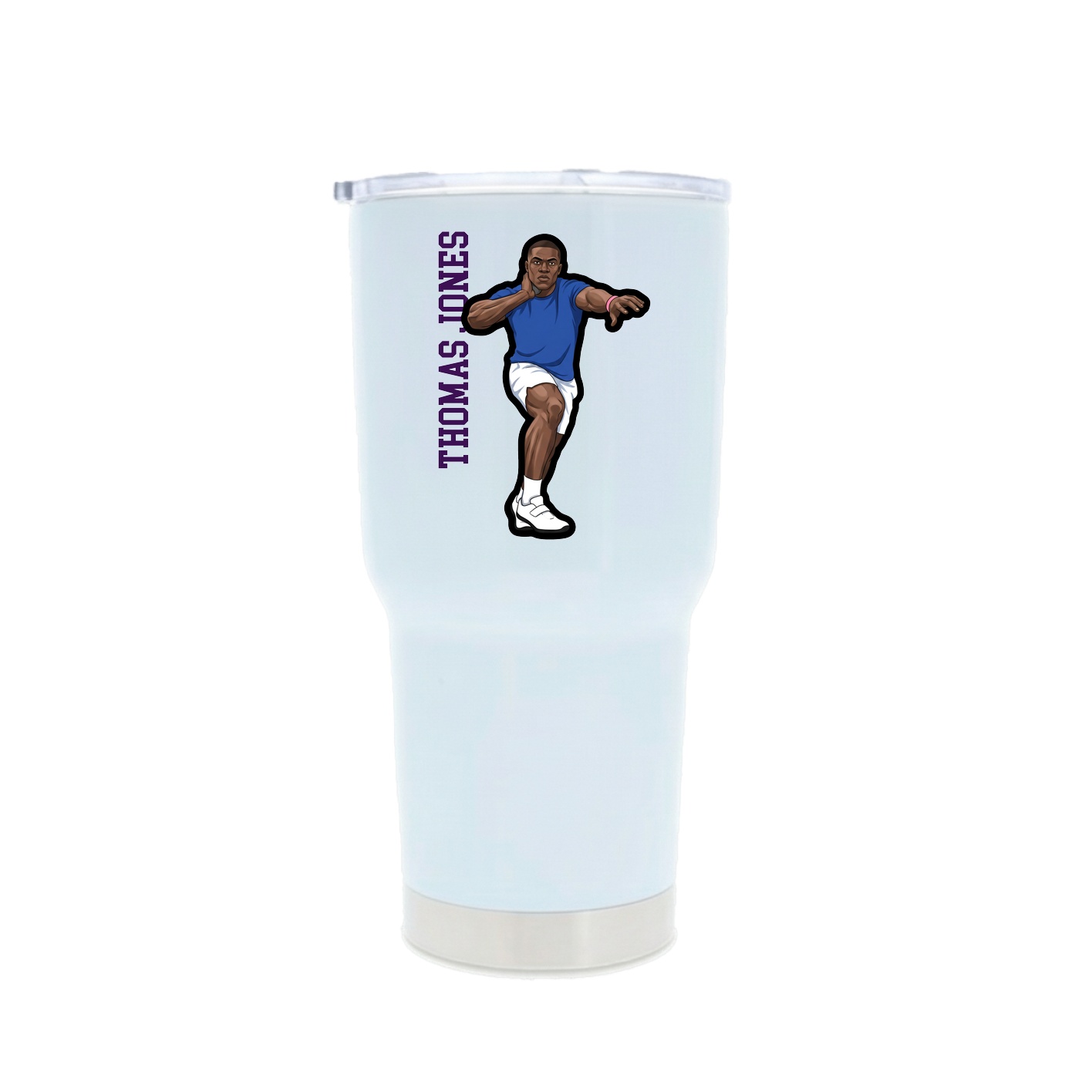 30oz Stainless Steel Tumbler — Name Vertical in White