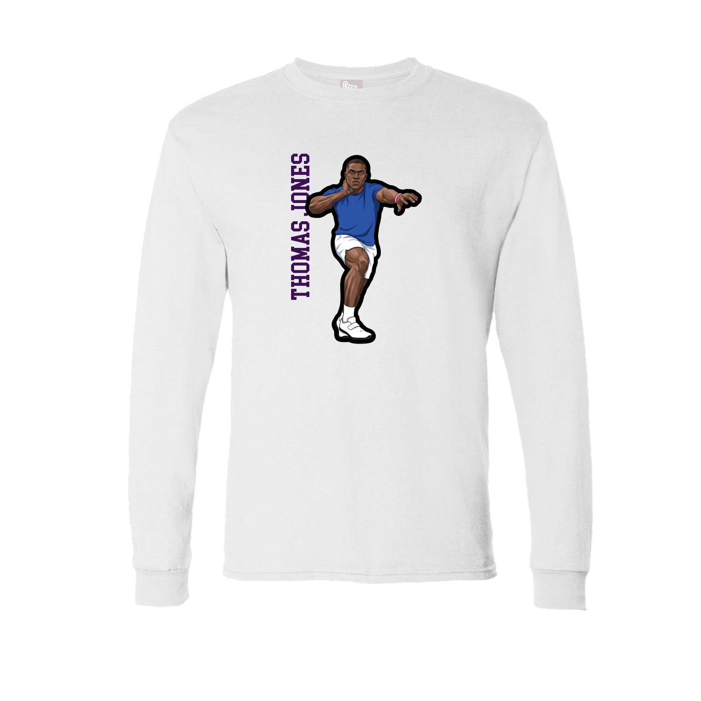 Long Sleeve Tee — Name Vertical in White