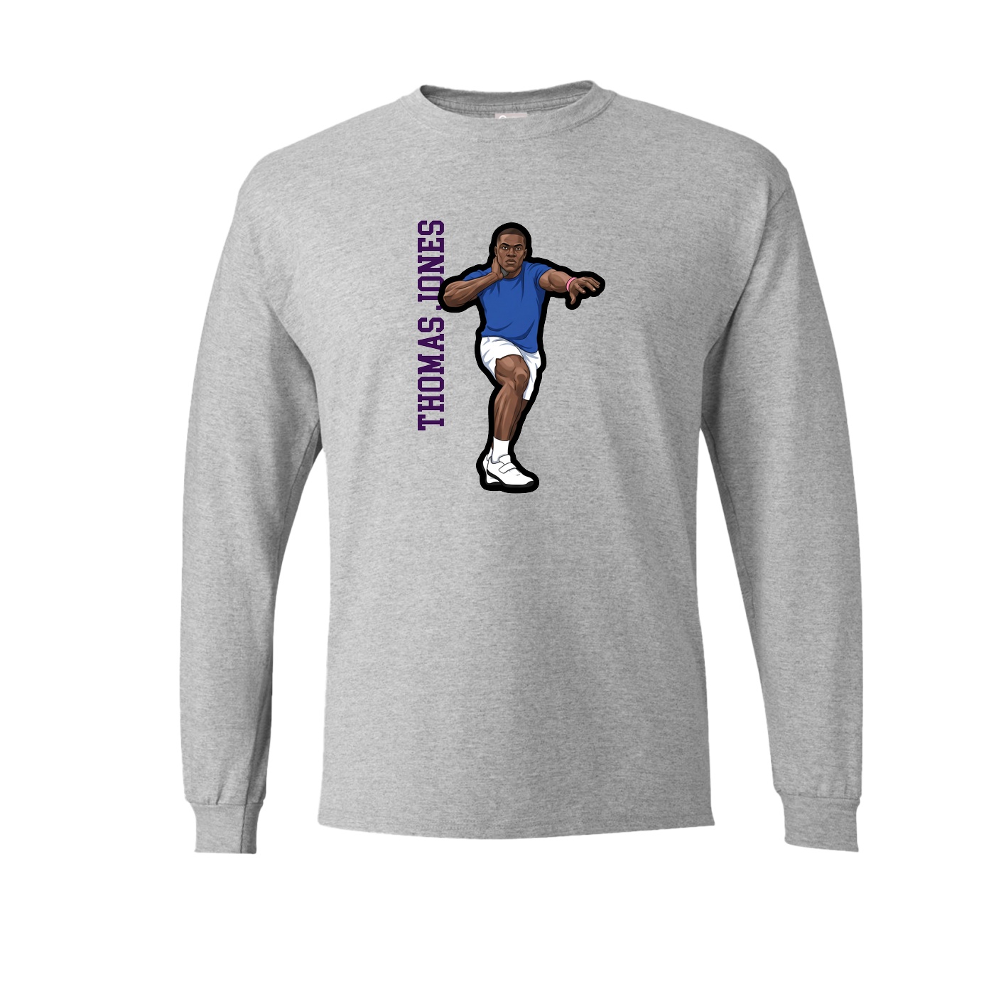 Long Sleeve Tee — Name Vertical in Grey