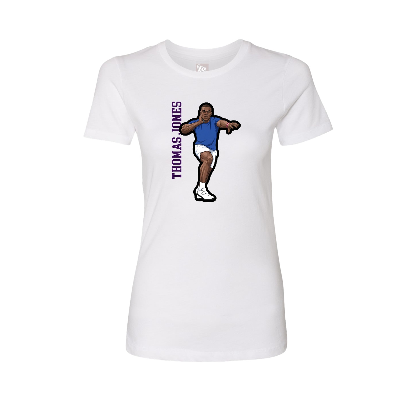 Fitted Women's Tee — Name Vertical in White