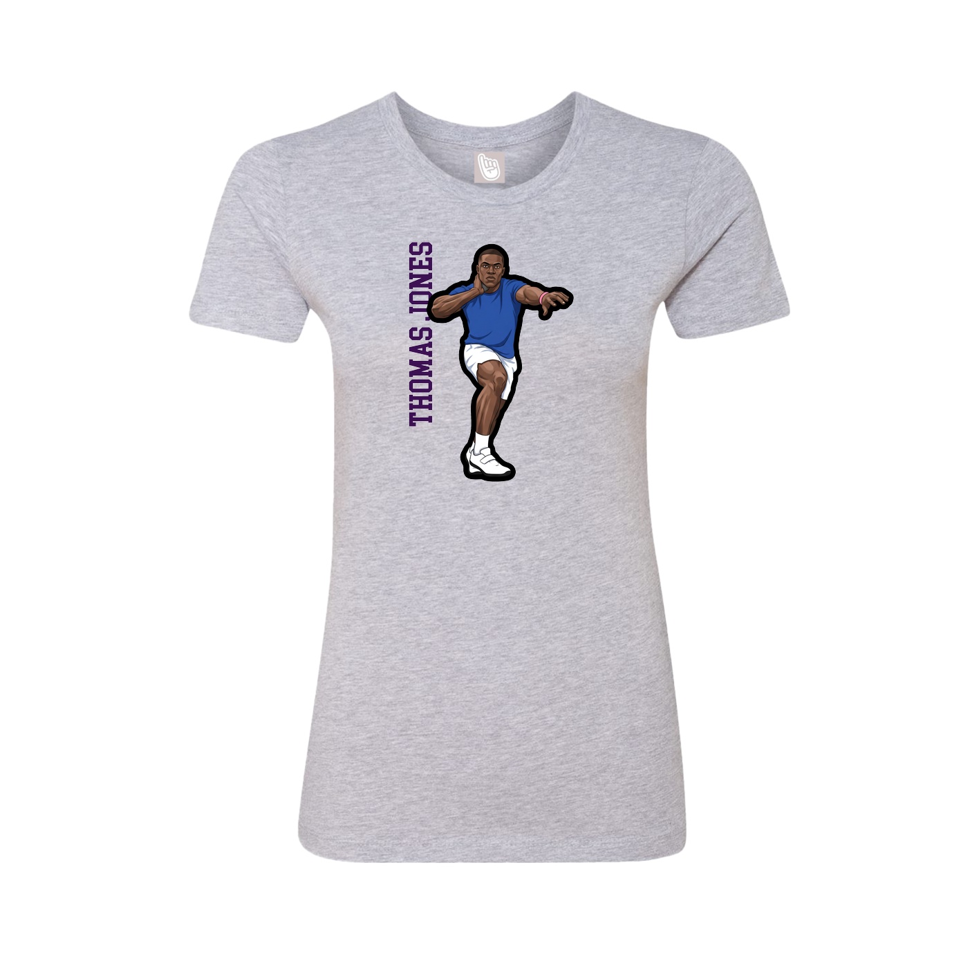 Fitted Women's Tee — Name Vertical in Grey