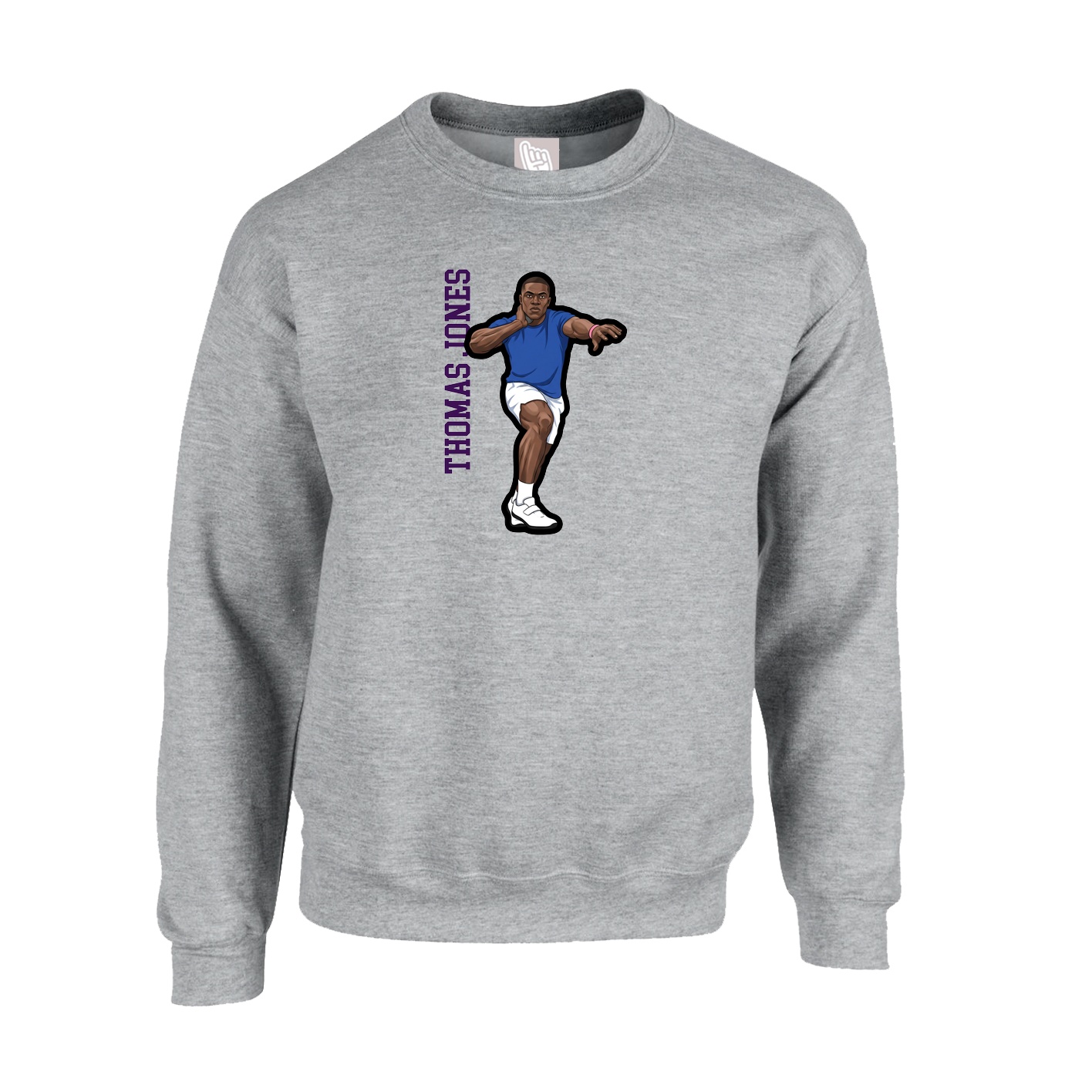 Fleece Crew — Name Vertical in Grey