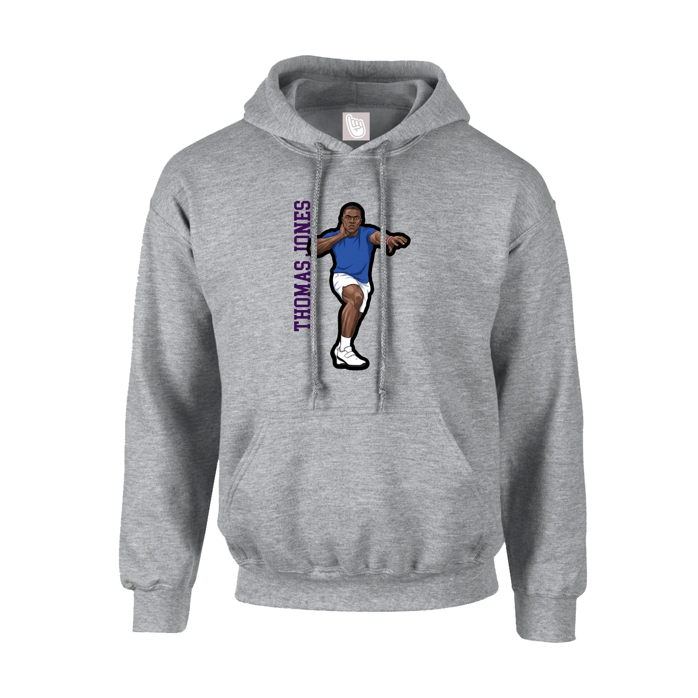 Youth Hoodie — Name Vertical in Grey