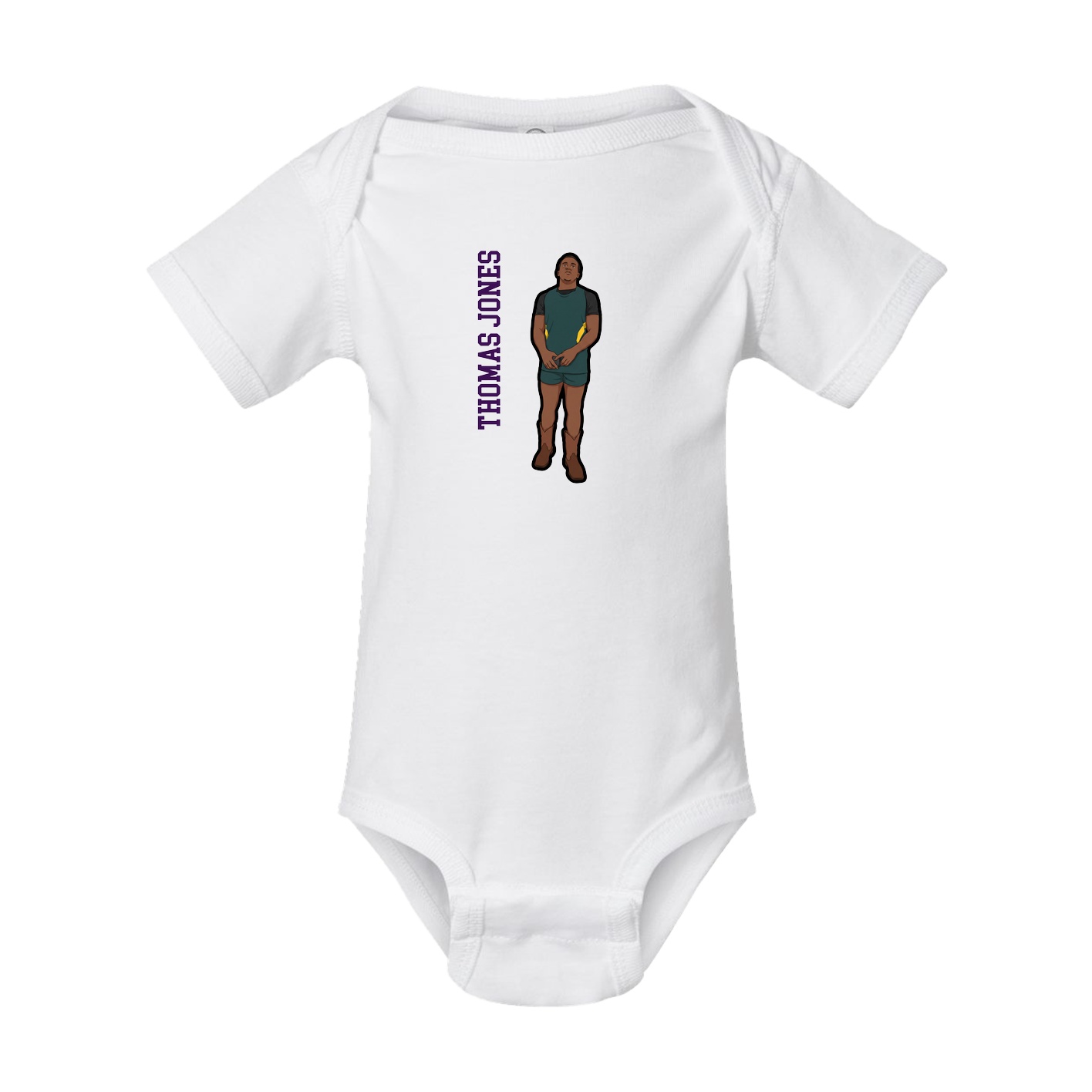 Baby Onesie — Name Vertical in White