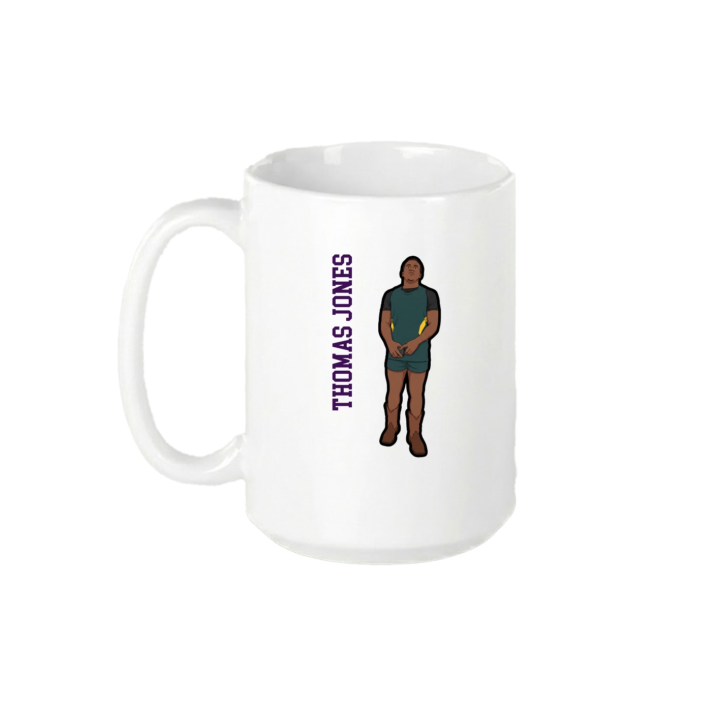 15oz Coffee Mug — Name Vertical in White