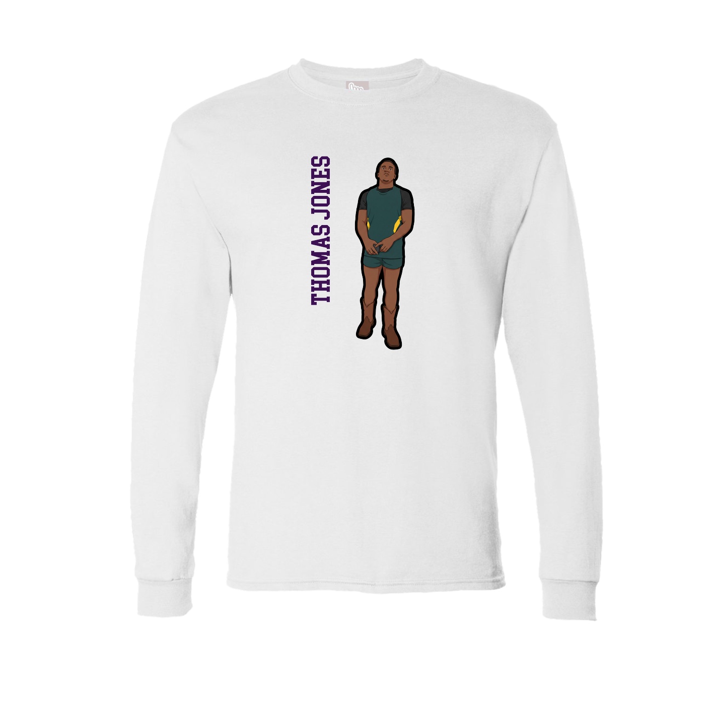Long Sleeve Tee — Name Vertical in White