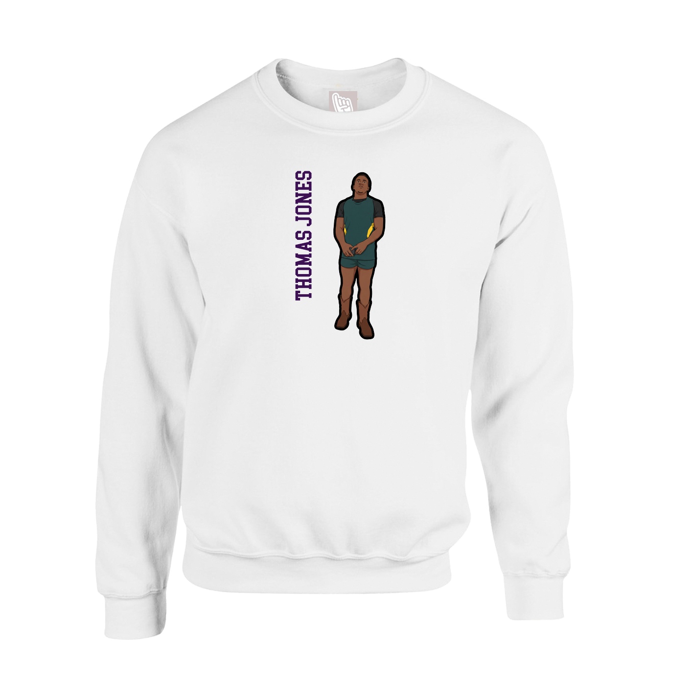 Fleece Crew — Name Vertical in White