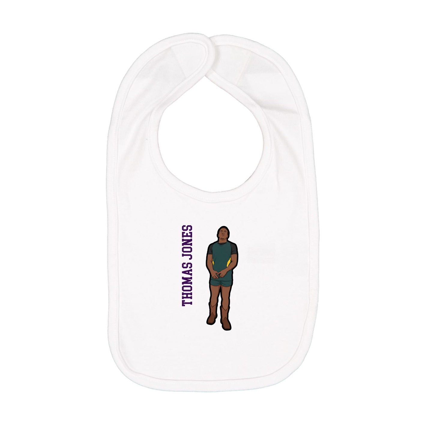 Infant Bib — Name Vertical in White