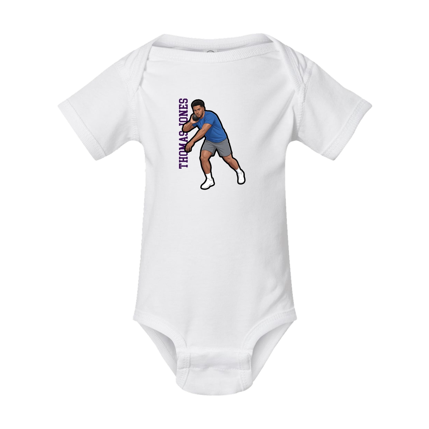 Baby Onesie — Name Vertical in White