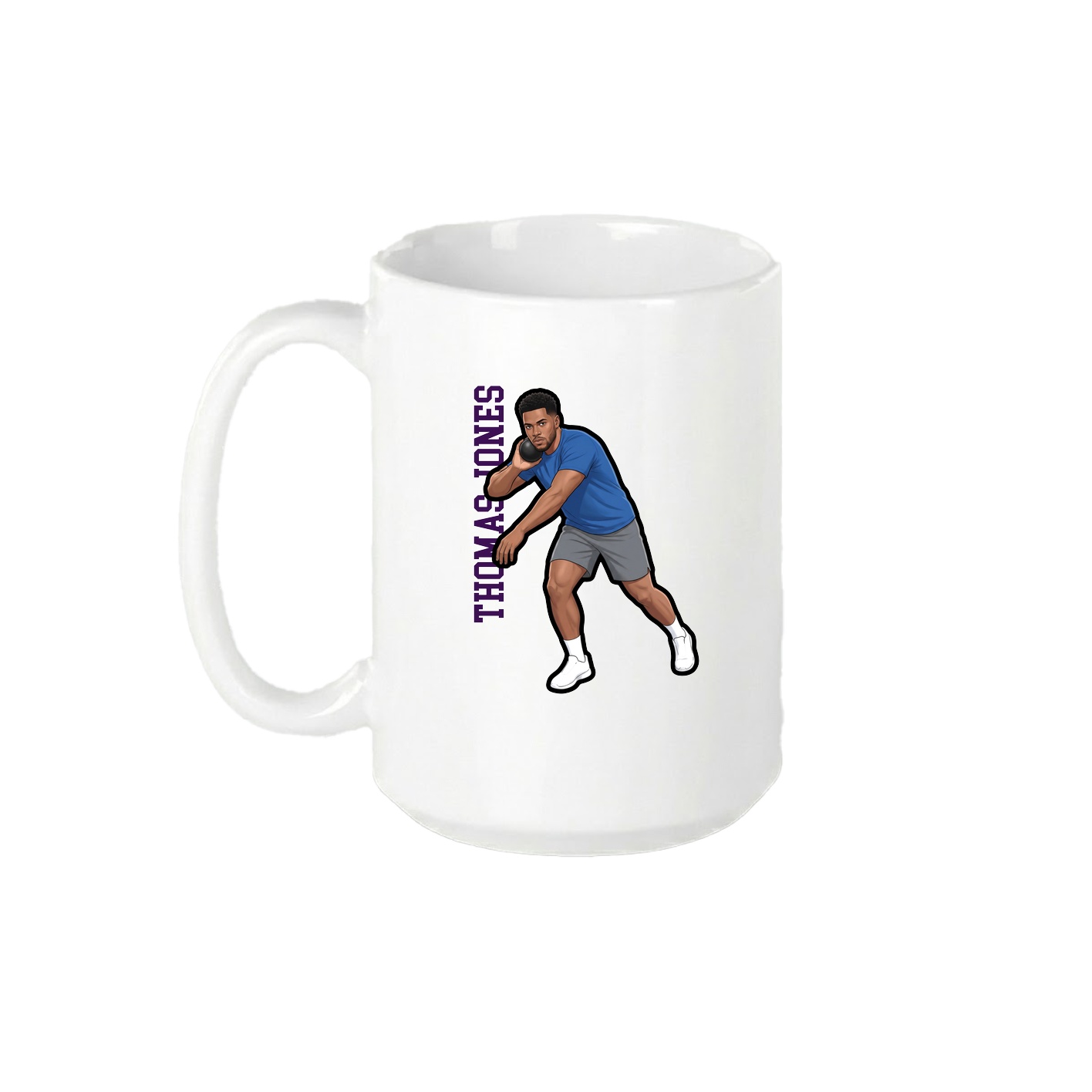 15oz Coffee Mug — Name Vertical in White