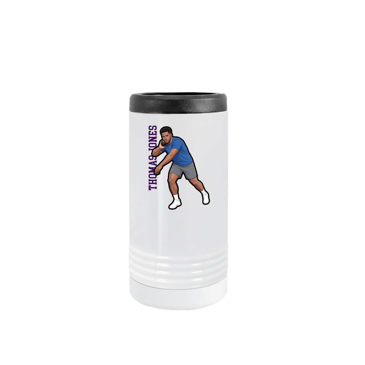 Slim Beverage Holder — Name Vertical in White