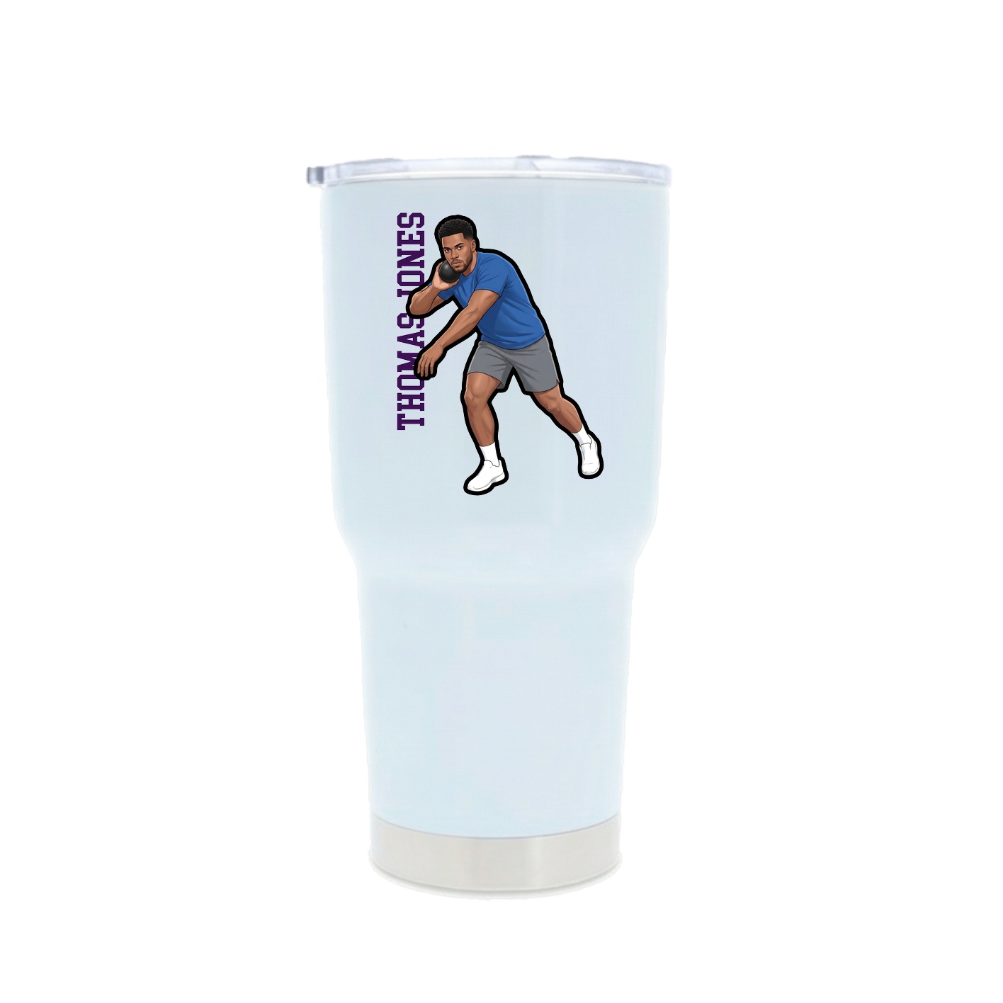 30oz Stainless Steel Tumbler — Name Vertical in White