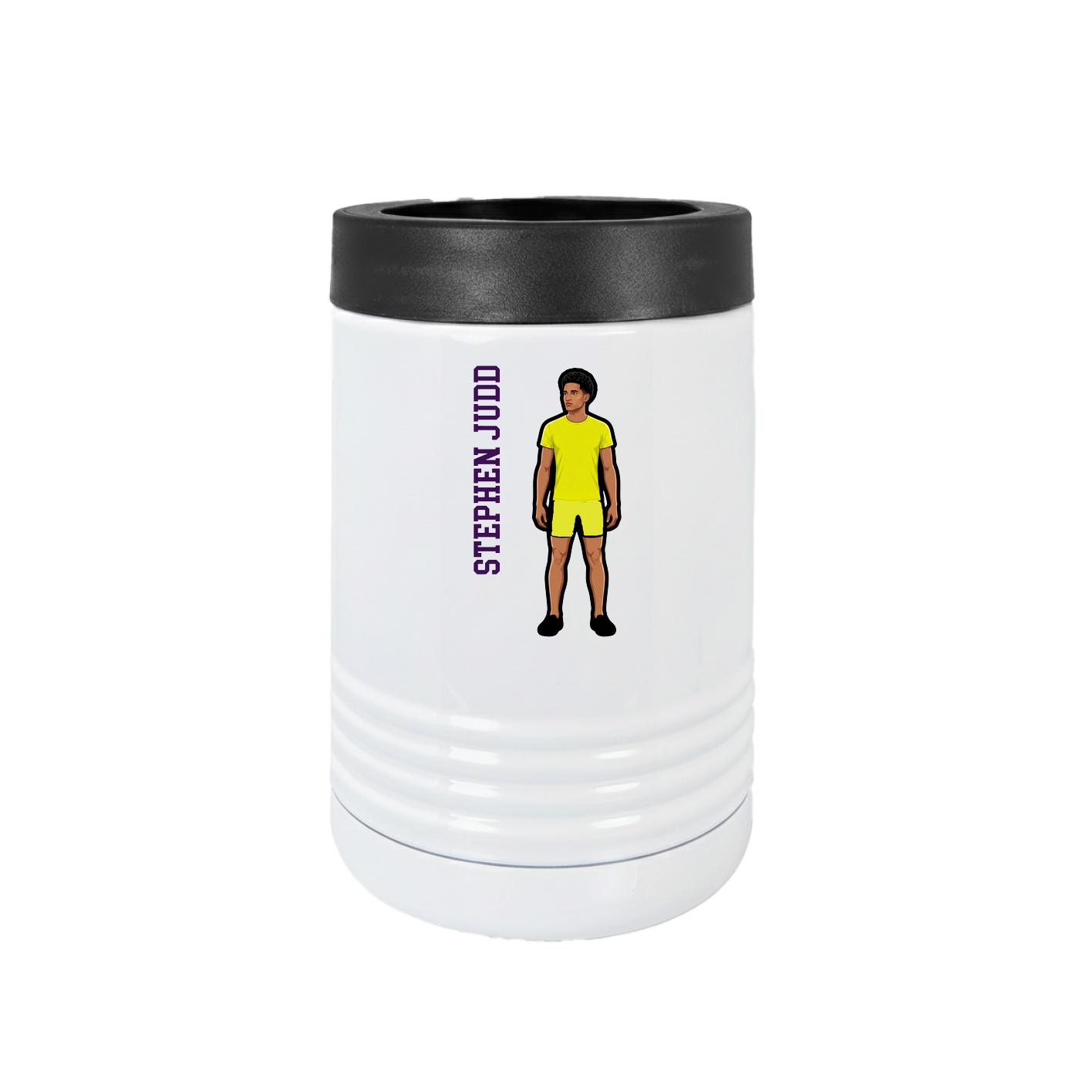 Beverage Holder — Name Vertical in White