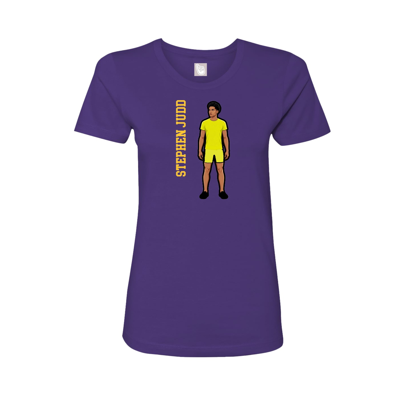 Fitted Women's Tee — Name Vertical in Purple