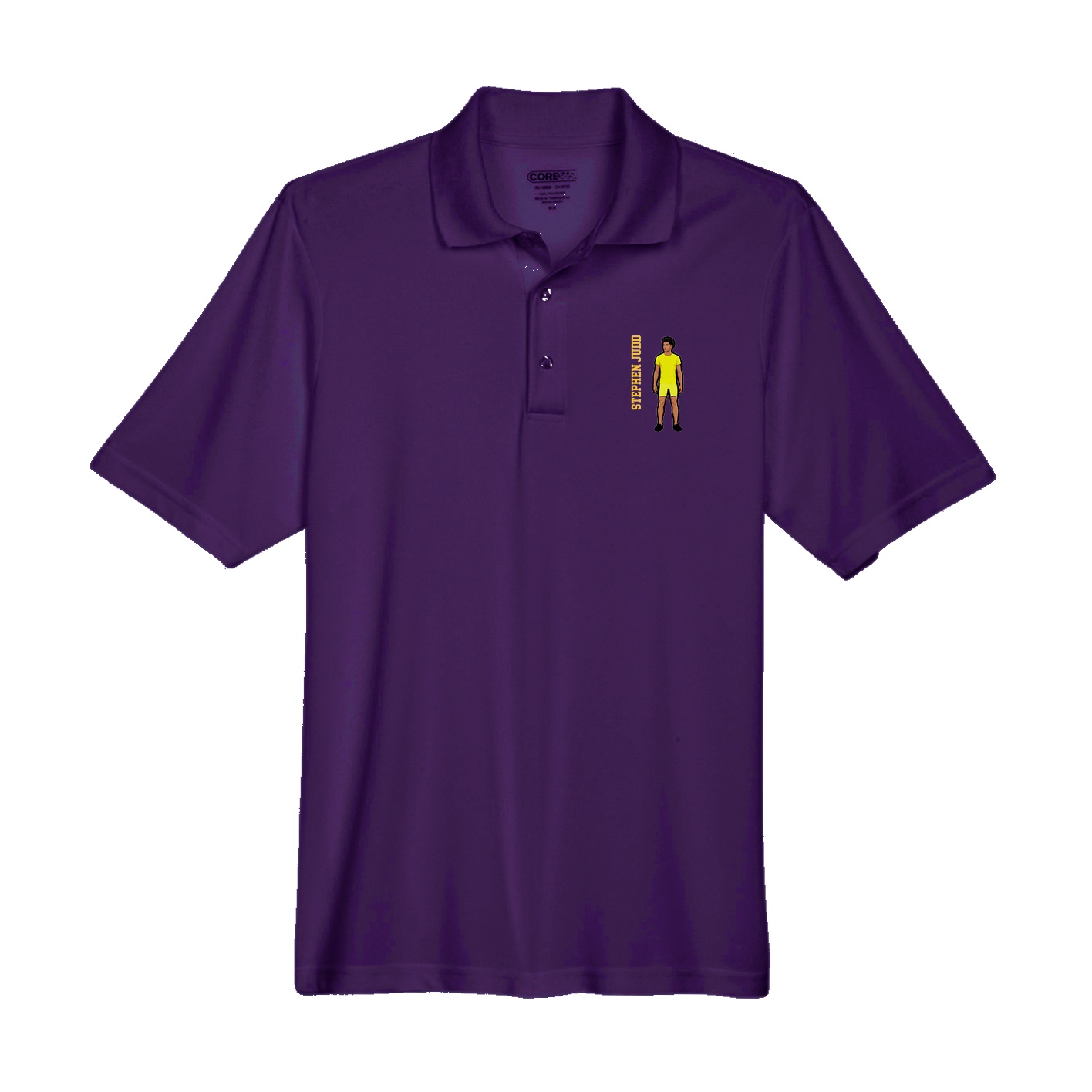 Performance Polo — Name Vertical in Purple