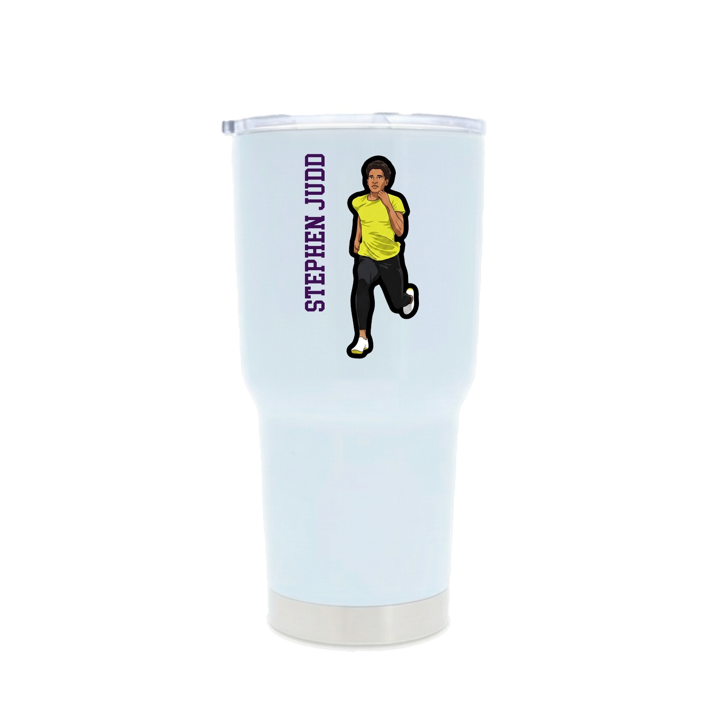 30oz Stainless Steel Tumbler — Name Vertical in White