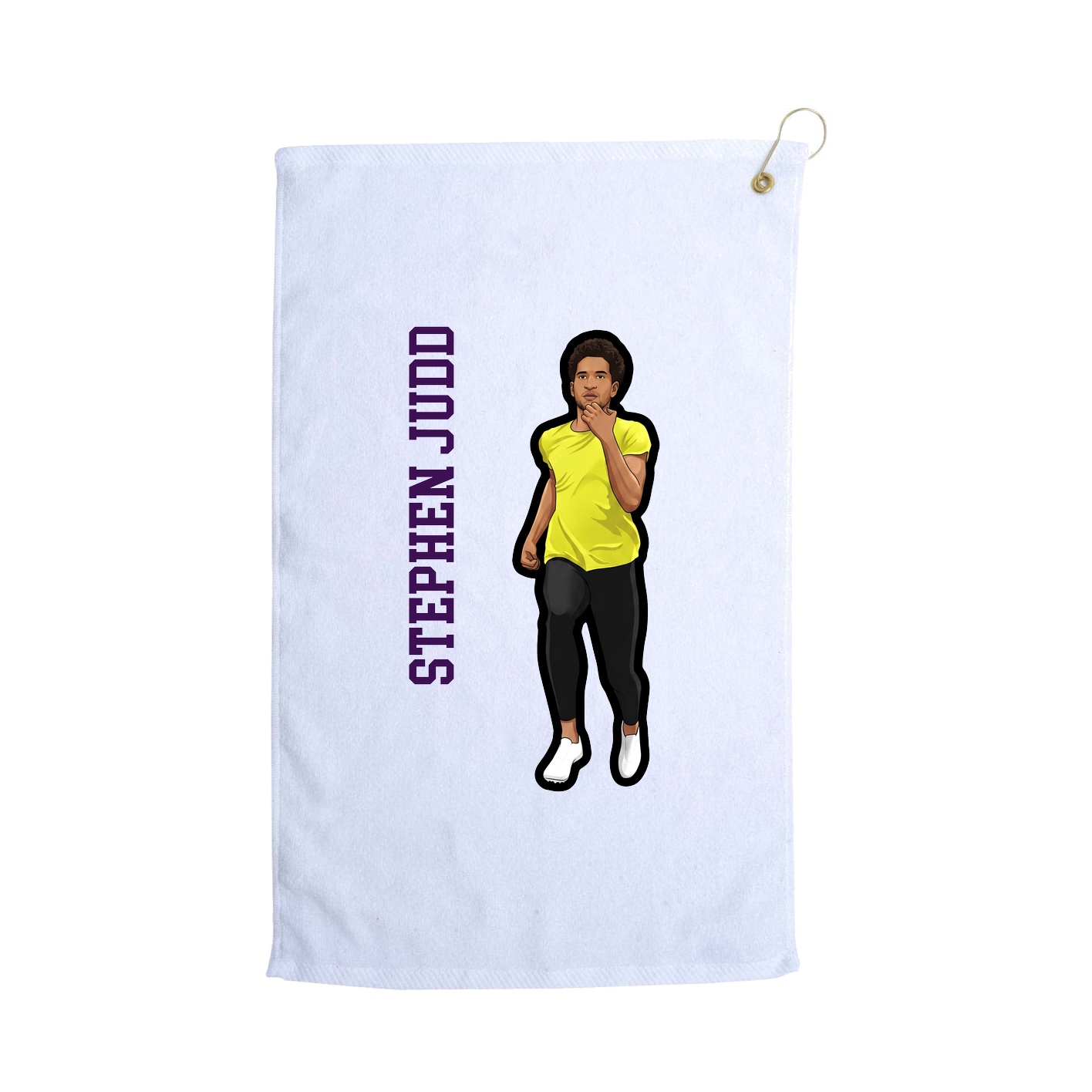 Golf Towel — Name Vertical in White