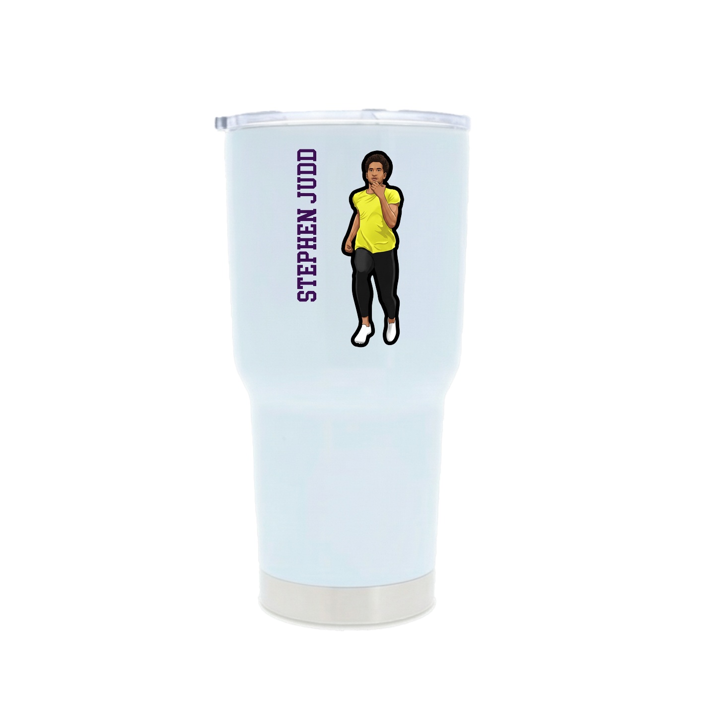 30oz Stainless Steel Tumbler — Name Vertical in White
