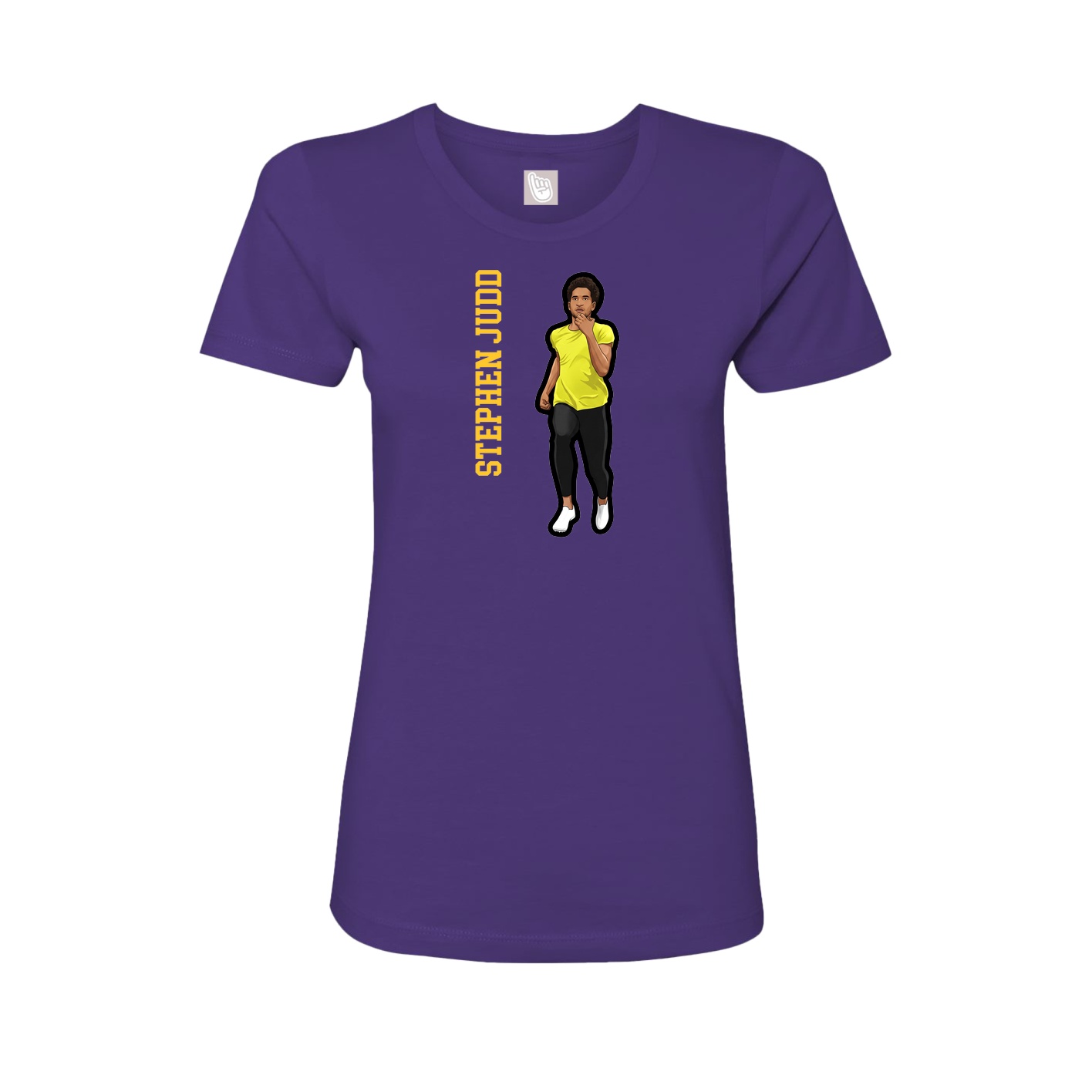 Fitted Women's Tee — Name Vertical in Purple