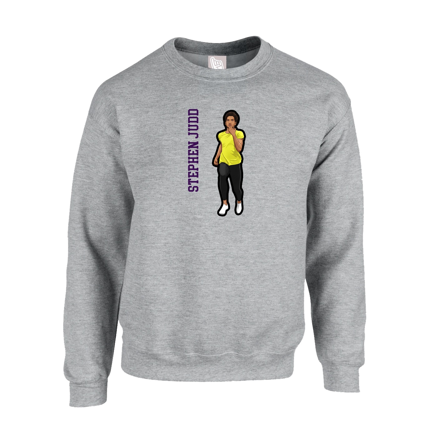 Fleece Crew — Name Vertical in Grey