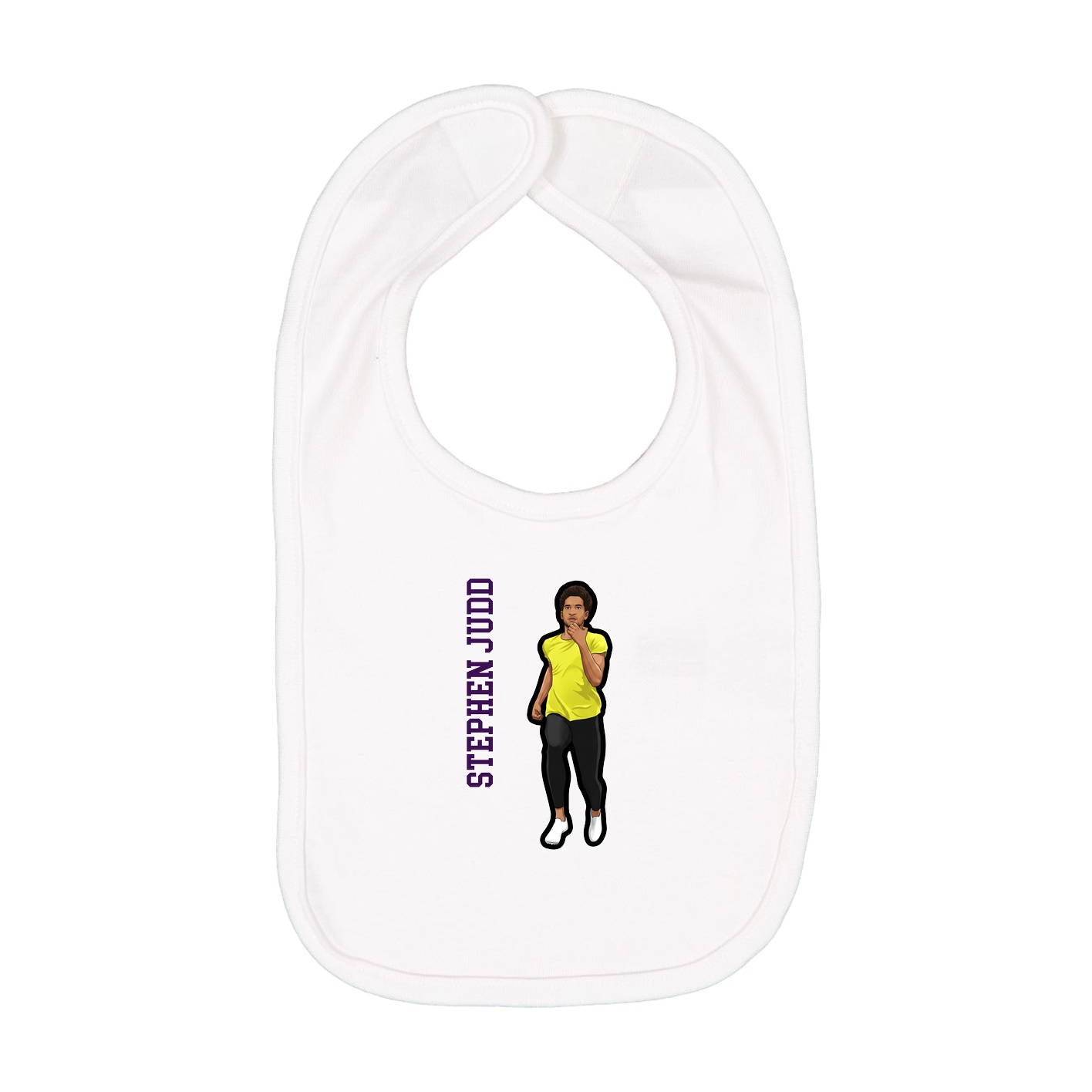 Infant Bib — Name Vertical in White