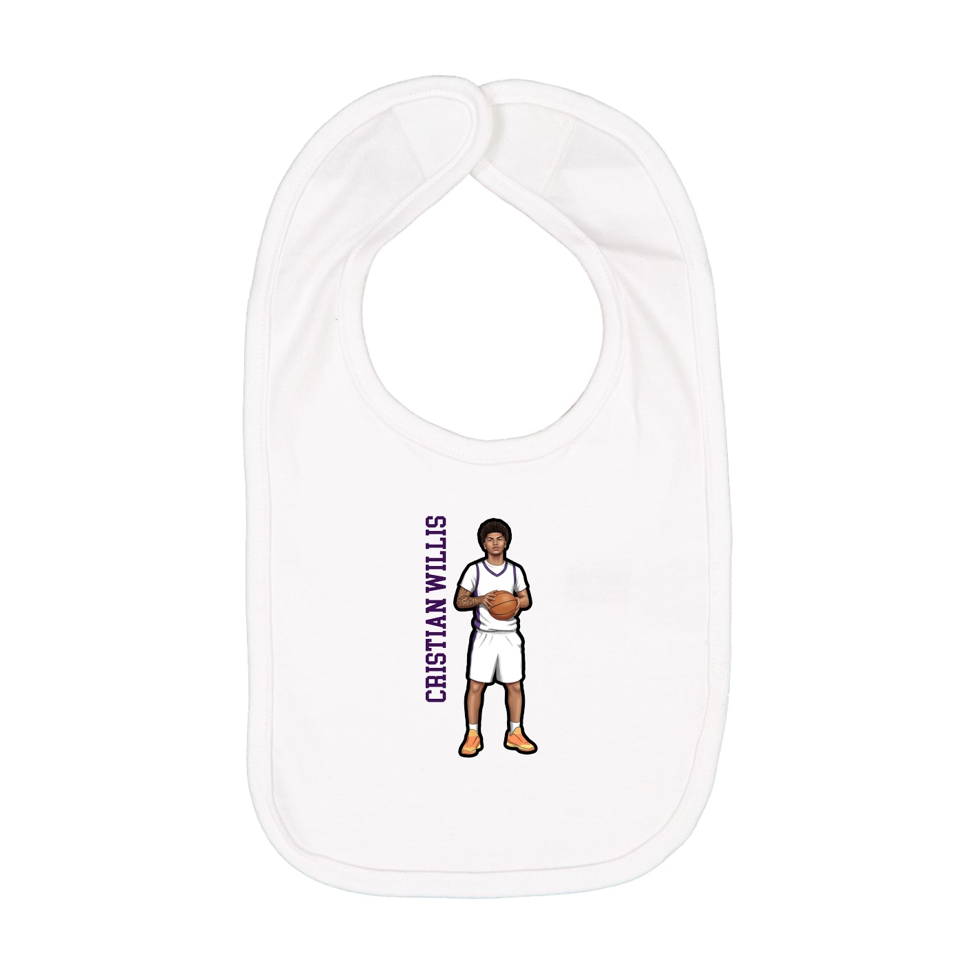 Infant Bib — Name Vertical in White