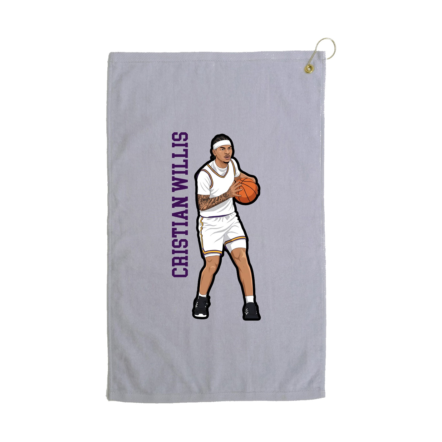 Golf Towel — Name Vertical in Grey