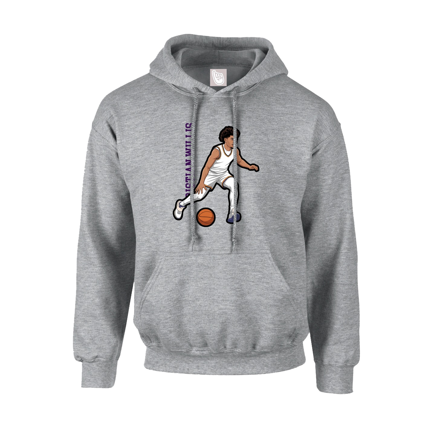 Youth Hoodie — Name Vertical in Grey