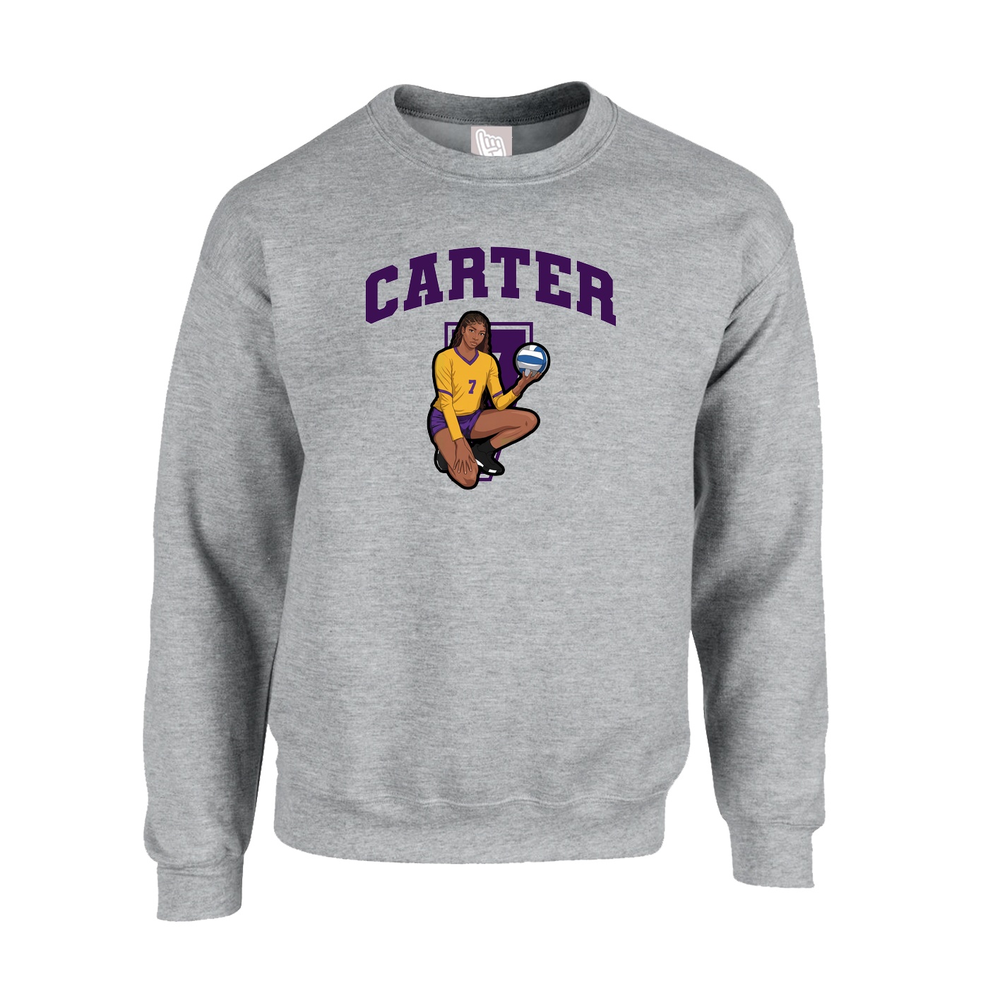 Fleece Crew — Number in Grey